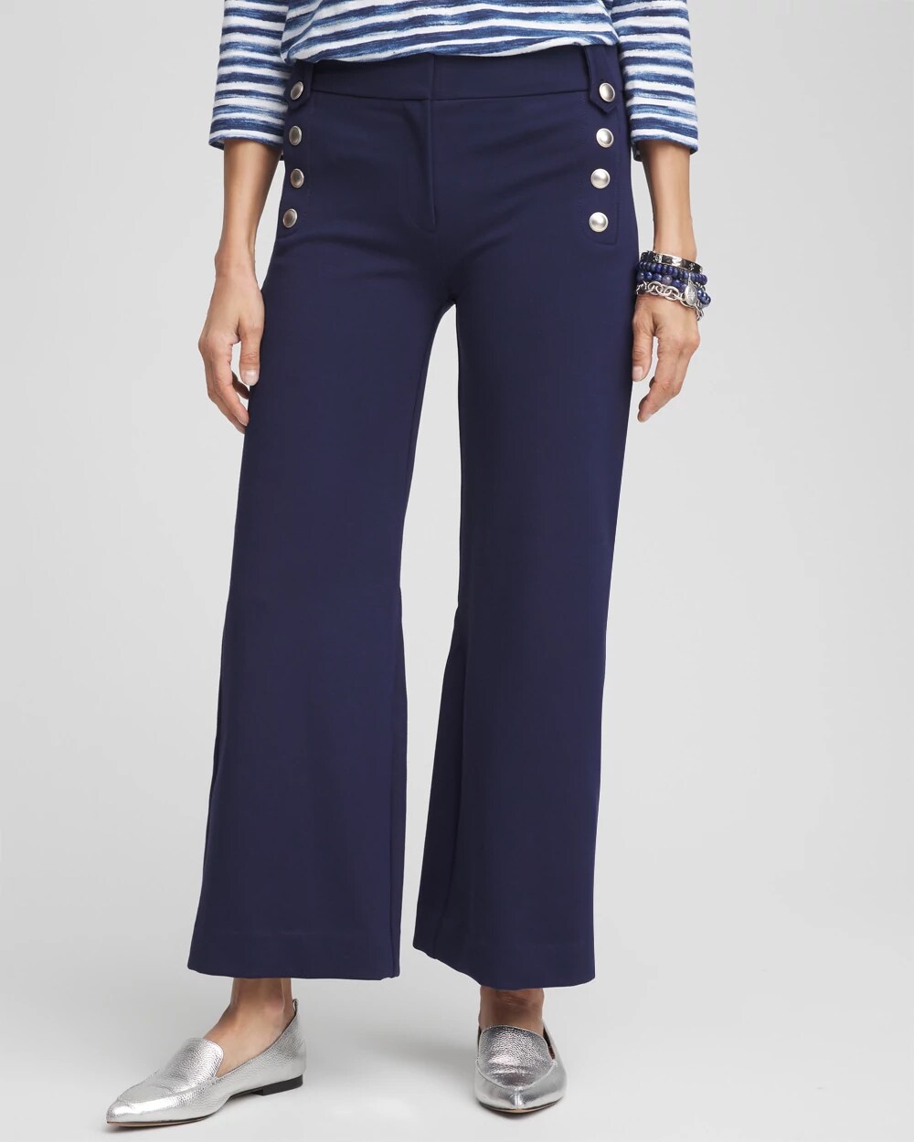 Button Knit Twill Cropped Pants | Chico's Button Knit Twill Cropped Pants | Chico's